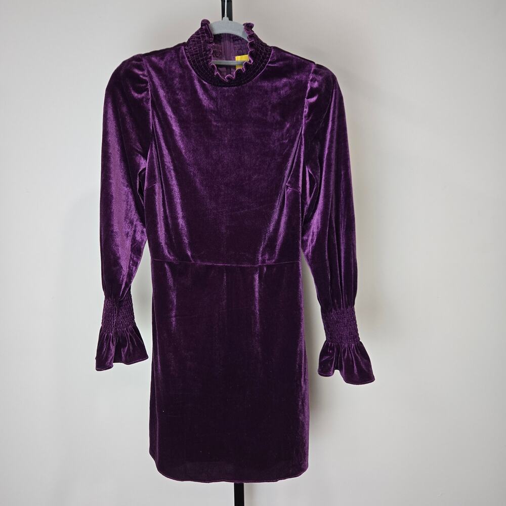Coast Velvet‎ Long Sleeve Mini Dress High Neck Whimsygoth Purple Holiday XS